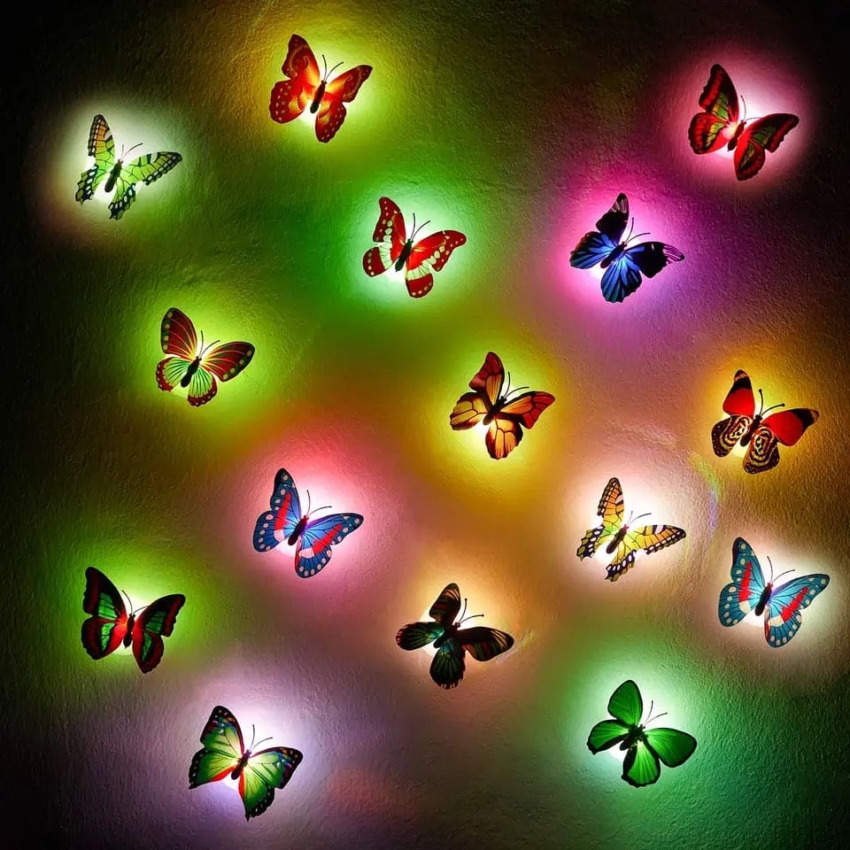 Colorful 3D Butterfly LED Night Light, Wedding Decorative Lamp, Wall Decor Glow Atmosphere Light, Butterfly Wall Stickers Light, Paste Wall Lamp, Butterfly Sticker Wall Light Colorful 3D Butterfly LED Night Light, Wedding Decorative Lamp, Wall Decor Glow Atmosphere Light, Butterfly Wall Stickers Light, Paste Wall Lamp, Butterfly Sticker Wall Light